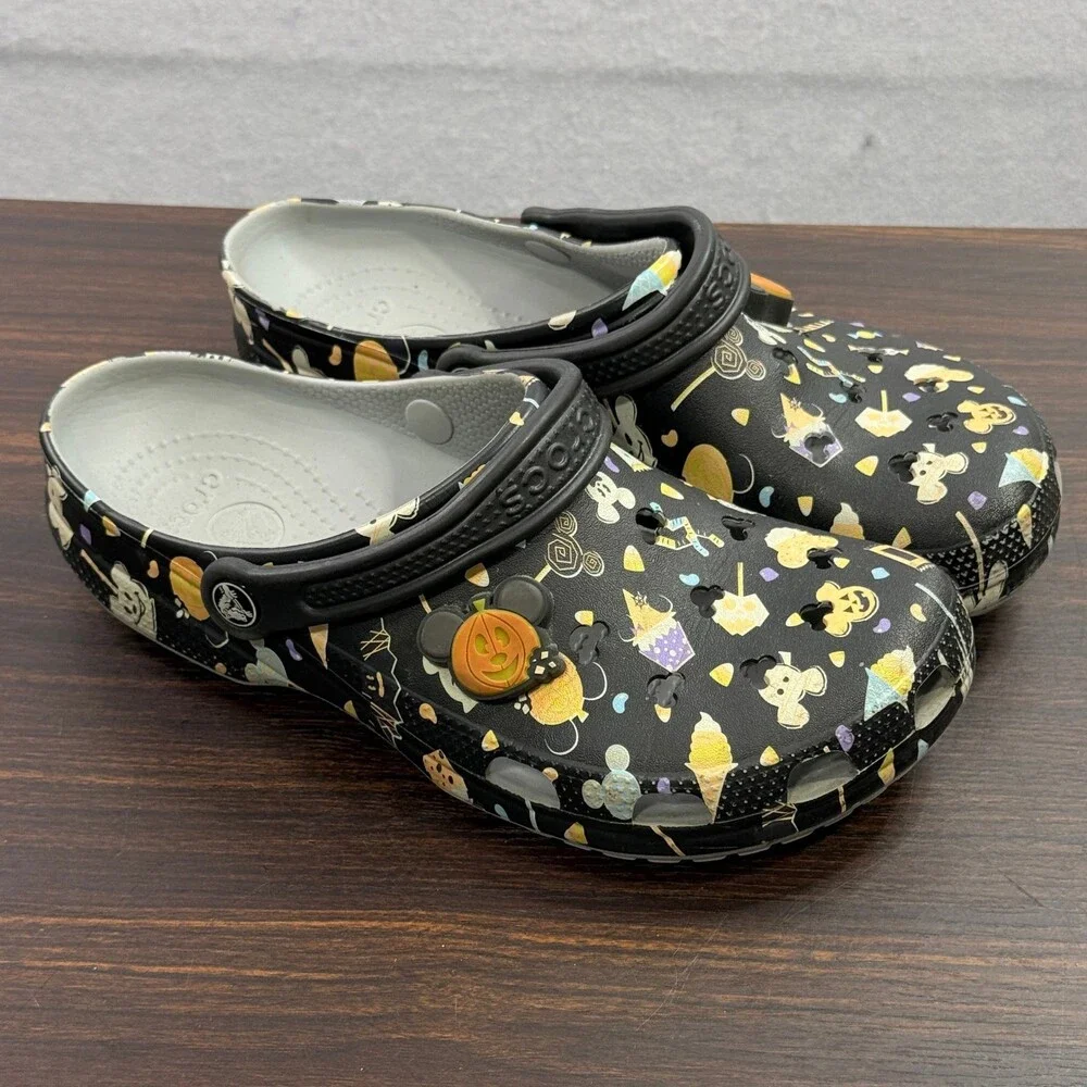 Crocs Classic Clog Disney Mickey Halloween Pumpkin Black Mens 9 Womens 11 Shoes